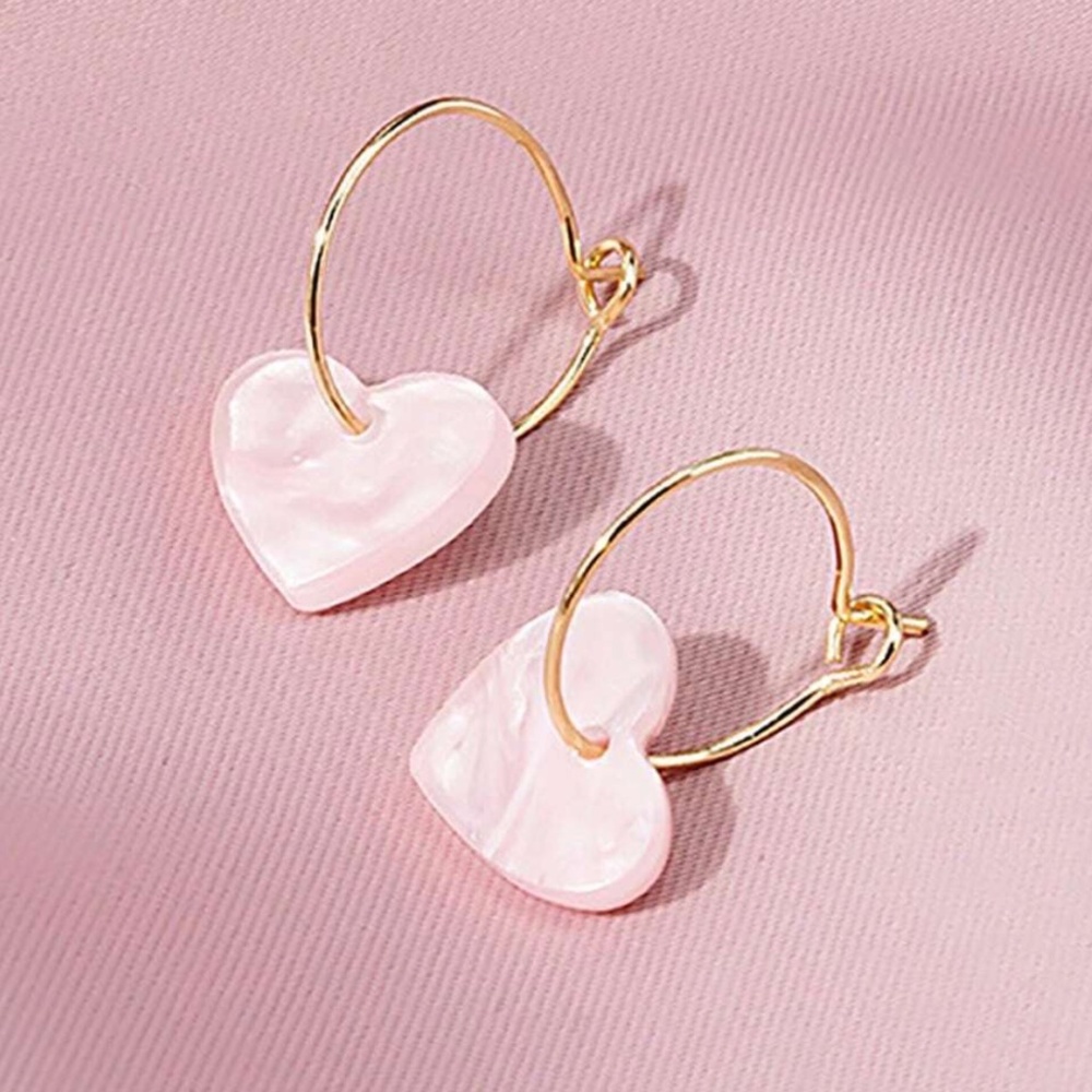 Gold Tone Heart Small Hoop Earrings